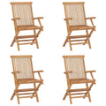 Folding Patio Chairs 4 pcs Solid Teak Wood